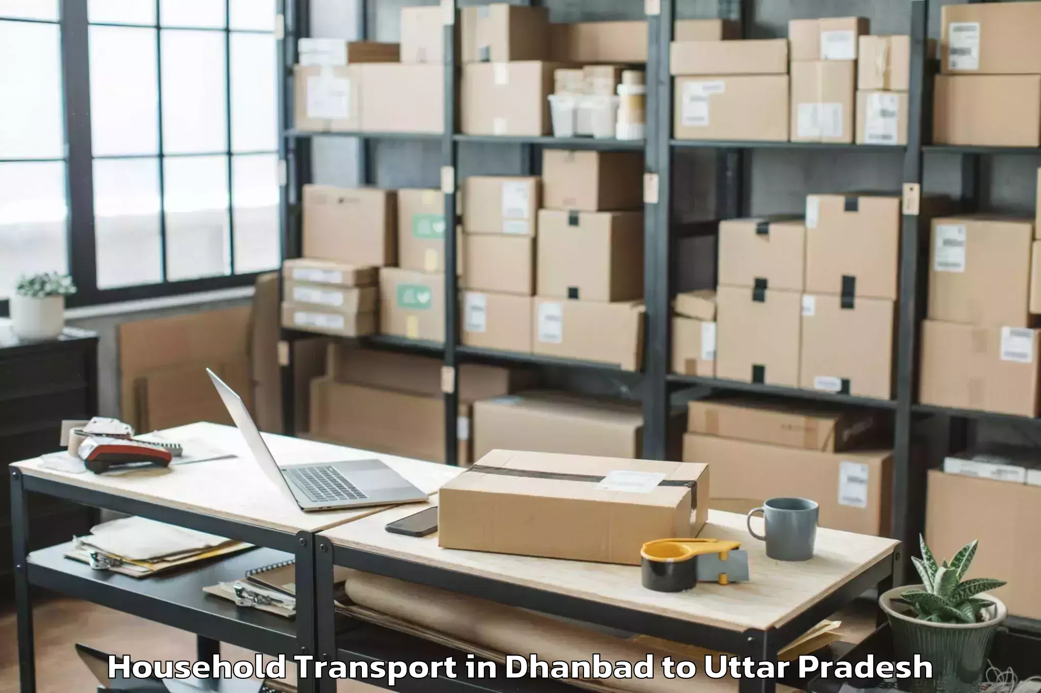 Easy Dhanbad to Gardens Galleria Lucknow Household Transport Booking